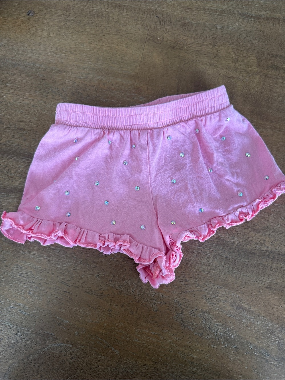 Pink Ruffle Hem Kids' Shorts with Sparkle Accents
